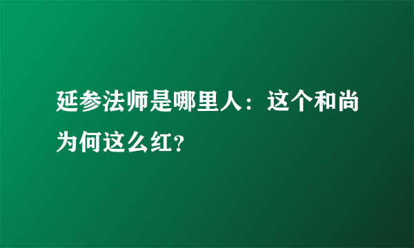 延参法师是哪里人：这个和尚为何这么红？ 