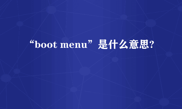 “boot menu”是什么意思?