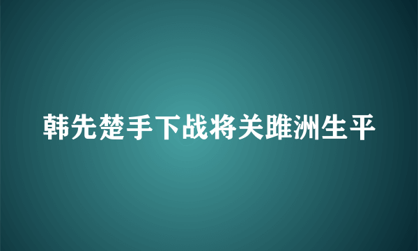 韩先楚手下战将关雎洲生平