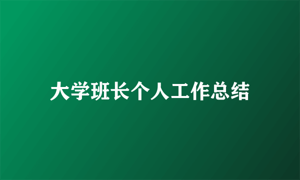 大学班长个人工作总结