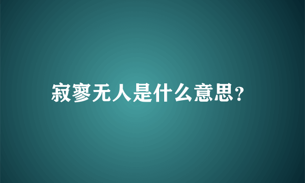 寂寥无人是什么意思？