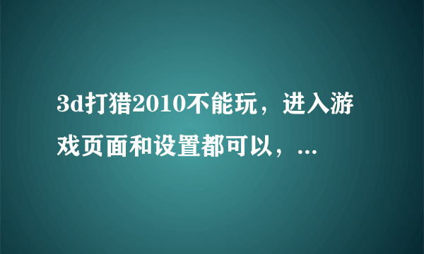 3d打猎2010不能玩，进入游戏页面和设置都可以，载入的时候就很慢，停在那里了？请问什么原因