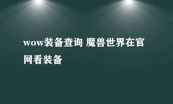 wow装备查询 魔兽世界在官网看装备