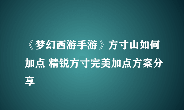 《梦幻西游手游》方寸山如何加点 精锐方寸完美加点方案分享