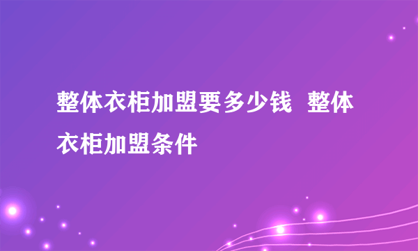 整体衣柜加盟要多少钱  整体衣柜加盟条件