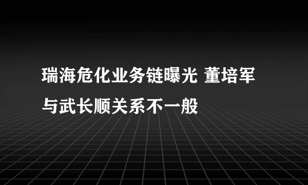 瑞海危化业务链曝光 董培军与武长顺关系不一般