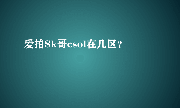 爱拍Sk哥csol在几区？