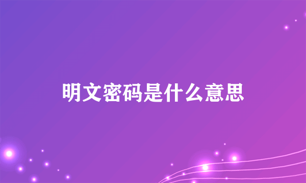 明文密码是什么意思