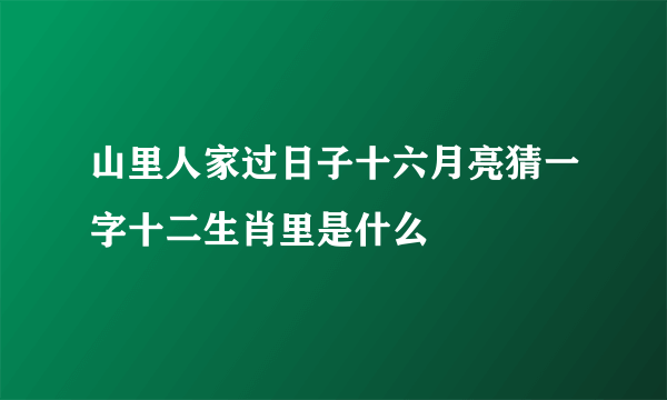 山里人家过日子十六月亮猜一字十二生肖里是什么