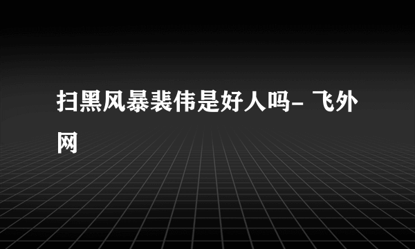 扫黑风暴裴伟是好人吗- 飞外网