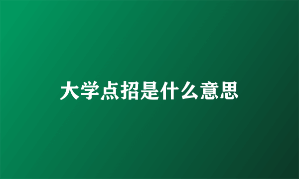 大学点招是什么意思