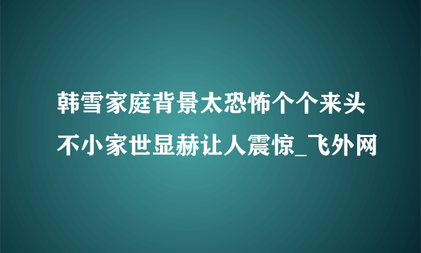 韩雪家庭背景太恐怖个个来头不小家世显赫让人震惊_飞外网