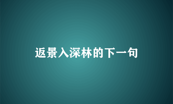 返景入深林的下一句