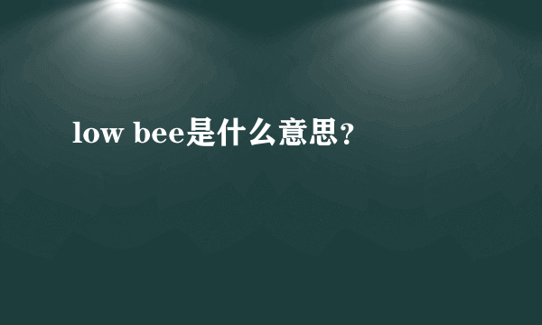 low bee是什么意思？