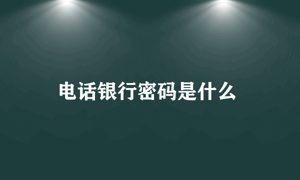 电话银行密码是什么 