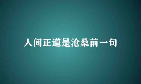 人间正道是沧桑前一句