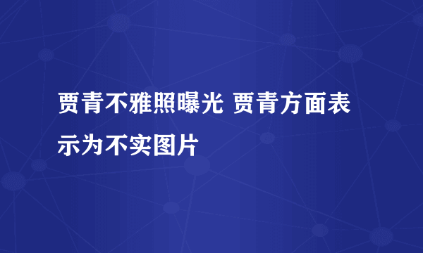 贾青不雅照曝光 贾青方面表示为不实图片